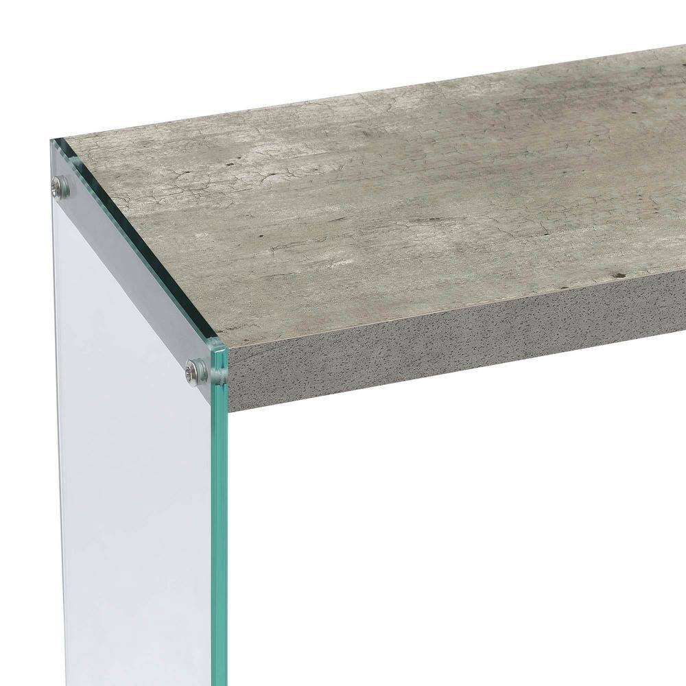 SoHo V Faux Birch 42" Glass-Top Console Table with Storage Shelf