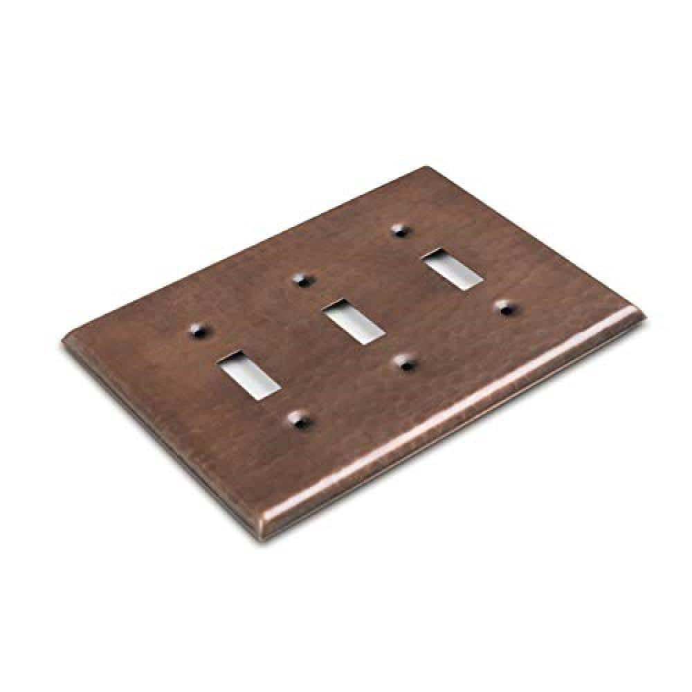 Hand Hammered Copper 3-Gang Rustic Wall Plate