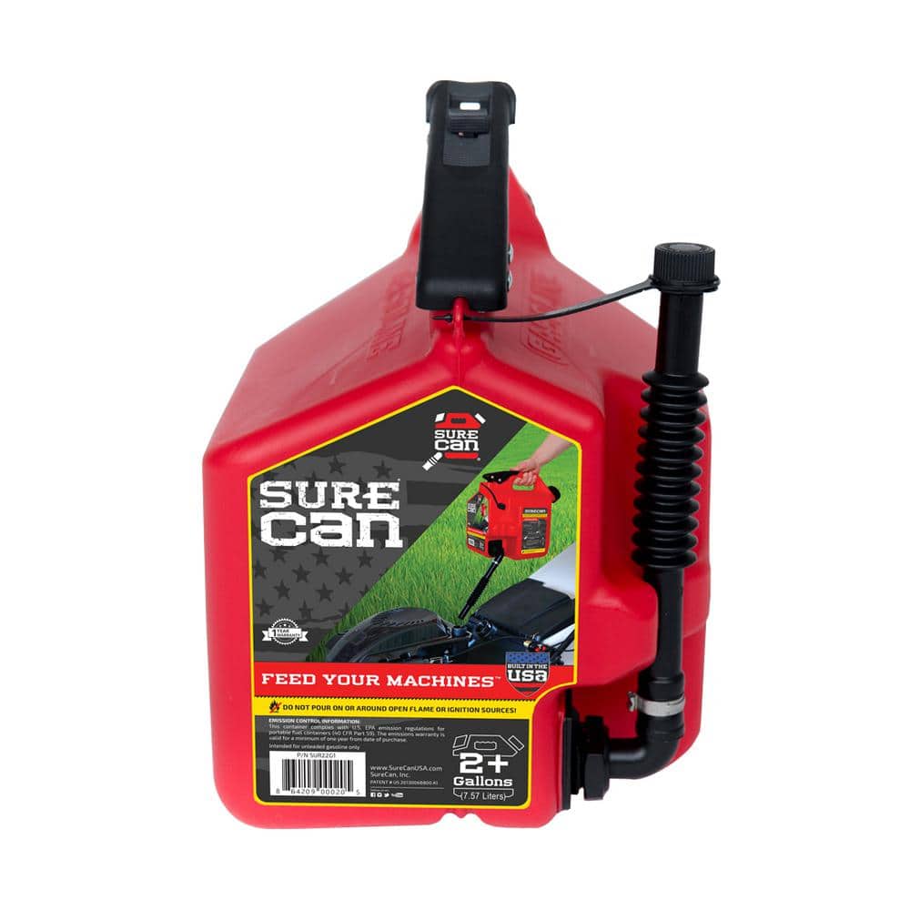 SureCan Self Venting Easy Pour Nozzle 2 Plus Gallon Flow Control Gas Can in  Red SUR22G1 - The Home Depot