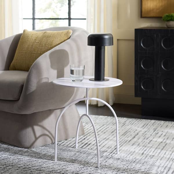 Ronin 16 in. White Round Metal End Table