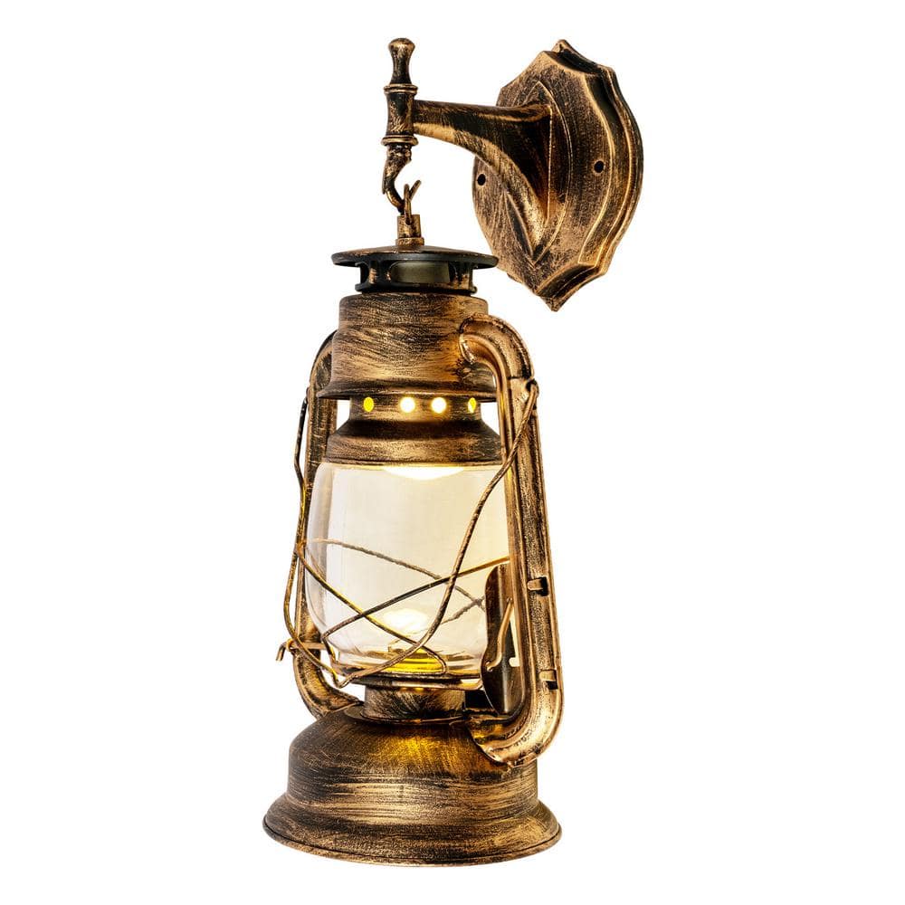 7.08 in. 1 Light Brass Retro Rustic Outdoor/Indoor Wall Sconce Wall Light with Clear Plastic Shade price history on PriceWatchPro