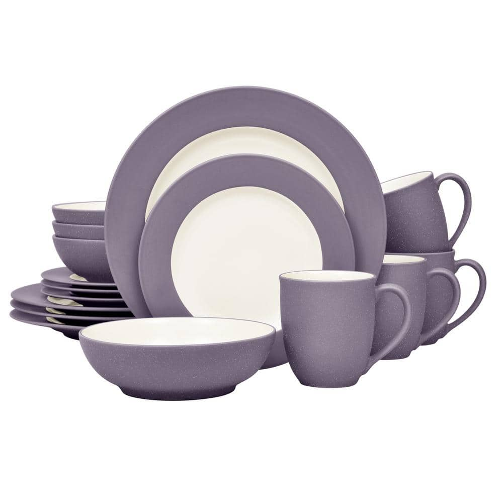 Noritake Colorwave Plum 16-Piece Rim (Purple) Stoneware Dinnerware Set ...