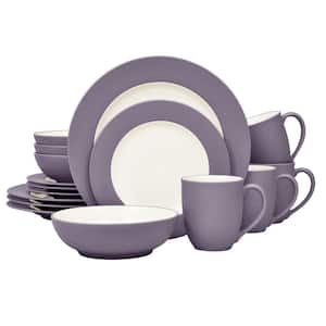 Colorwave Plum 16-Piece Rim (Purple) Stoneware Dinnerware Set, Service For 4