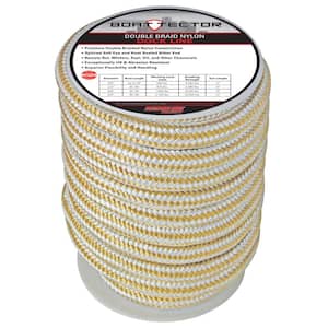 BoatTector Double Braid Nylon Dock Line - 3/4 in. x 40 ft., White and Gold