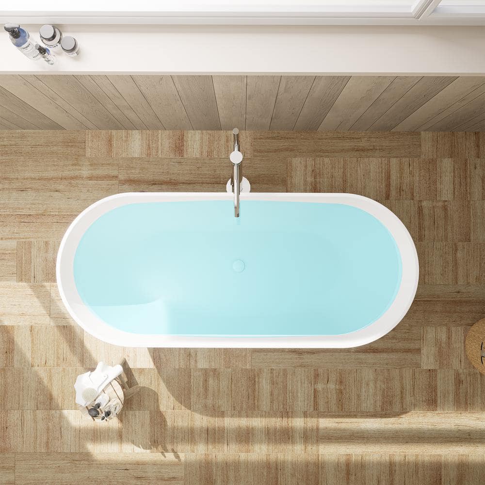 Ryder 69'' Matte White Solid Surface Freestanding Oval Bathtub
