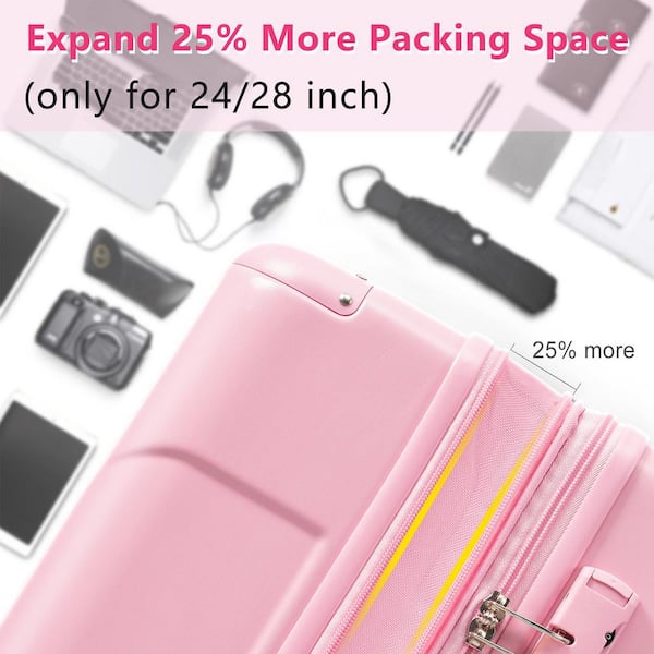 Merax 29.9 in. Pink ABS Hardside Luggage Spinner Expandable