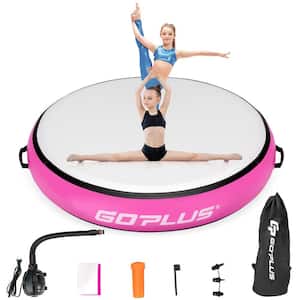 40'' Inflatable Round Gymnastic Mat Tumbling Floor Mat W/Electric Pump Pink