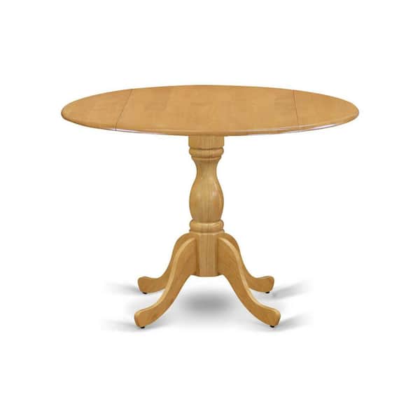 East West Furniture 5-Piece Natural Oak Finish Solid Wood Top Dining table with 4 Chairs with Slat Back