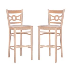 Stacey 30 in. Seat Height Unfinished High-back wood frame Barstool with wood seat (set of 2)