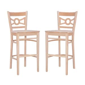 Stacey 30 in. Unfinished High Back Wood Bar Stool with Wood Seat Set of 2