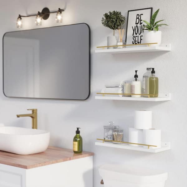  YOHOM Adhesive White Floating Shelves Bathroom Wall