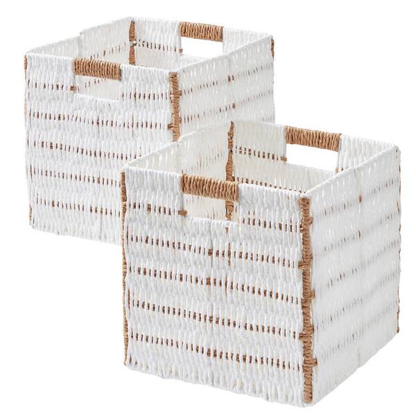Casafield Set Of 6 Natural Hyacinth Wicker Storage Cubes – 10.5 Inch Baskets For Shelves