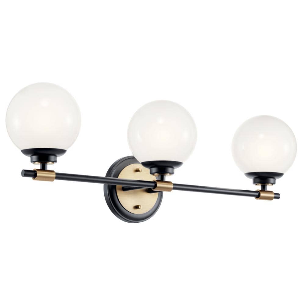 Benno Black and Bronze 3-Light Vanity with Opal Glass