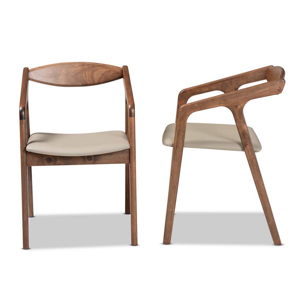 Grey Faux Leather and Cane Wood Arm Chair