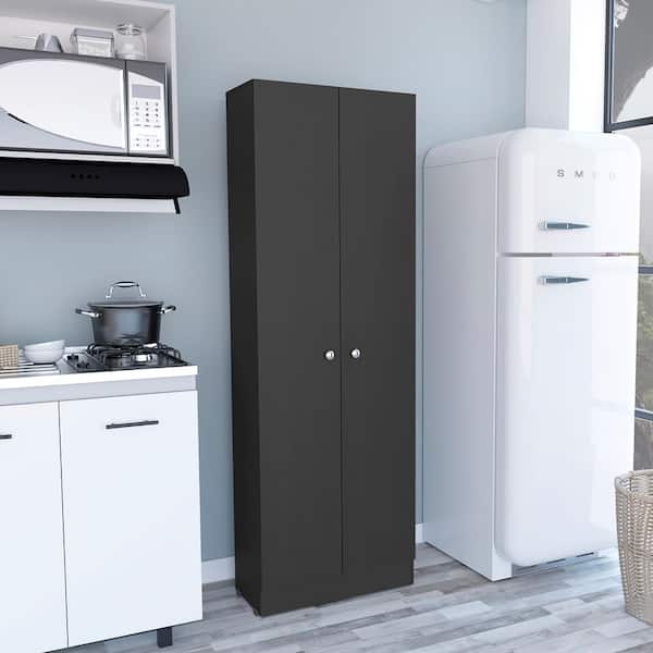 Unbranded 23.6 in. W. x 11.8 in. D x 71.1 in. H Black Freestanding Linen Cabinet with 5-Shelves