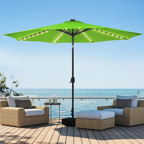 cabana stripe patio umbrella ELM 10" Ft Cantilever Offset w/ 4-Piece Base Weights Included, Coffee Weather resistant polyester canopy provide a nice outdoor shade for your patio WestinTrends 10 ft Outdoor Patio