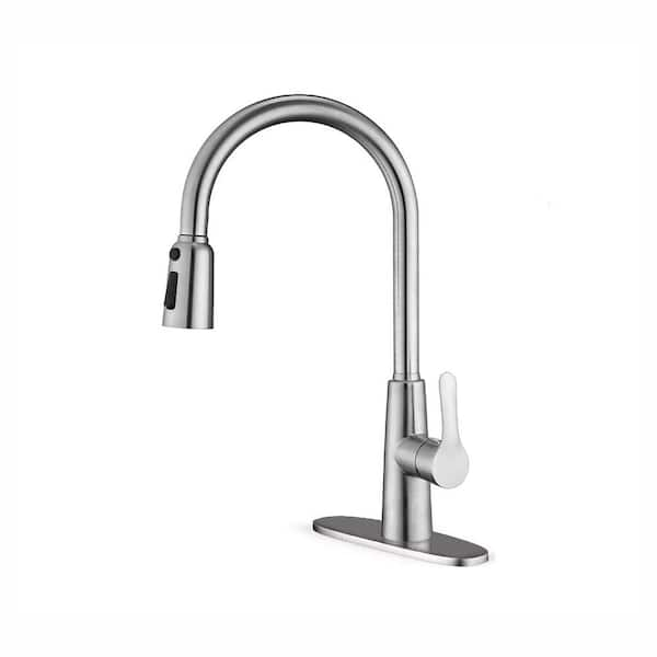 Forclover Single Handle Deck Mount Pull Down Sprayer Kitchen Faucet