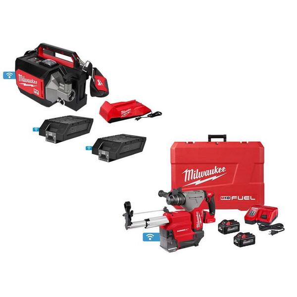 Milwaukee MX FUEL Lithium-Ion Cordless Briefcase Concrete Vibrator Kit W/M18 FUEL 1 in. SDS-Plus Rotary Hammer/Dust Extractor Kit