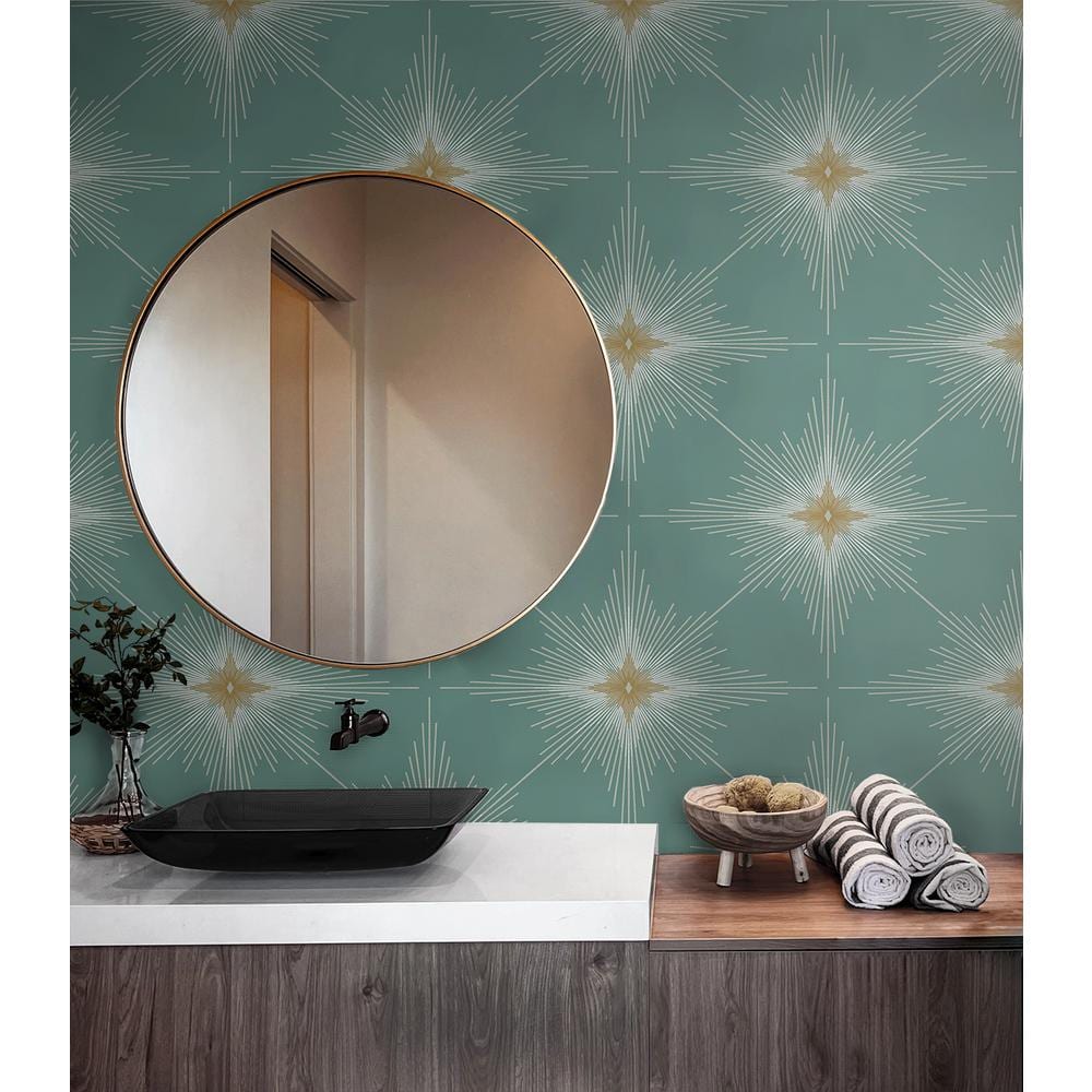 Seabreeze Blue Green Vinyl Geometric Peel and Stick Wallpaper