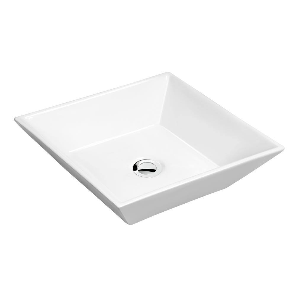 Valera 16" White Ceramic Square Vessel Sink