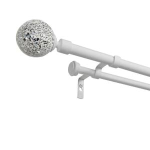White Mosaic Double 66 in. - 120 in. Adjustable 3/4 in. Double Curtain Rod Kit in Gunmetal with Finial