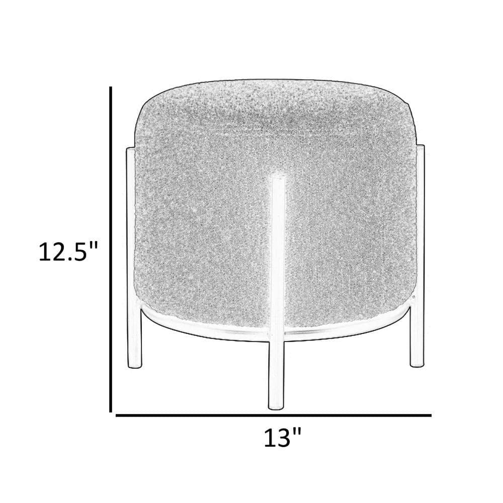 Yellow Polyester Round Upholstered Iron Accent Stool