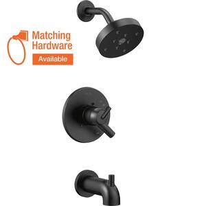 Trinsic 1-Handle Wall Mount Tub and Shower Faucet Trim Kit in Matte Black with H2OKinetic (Valve Not Included)