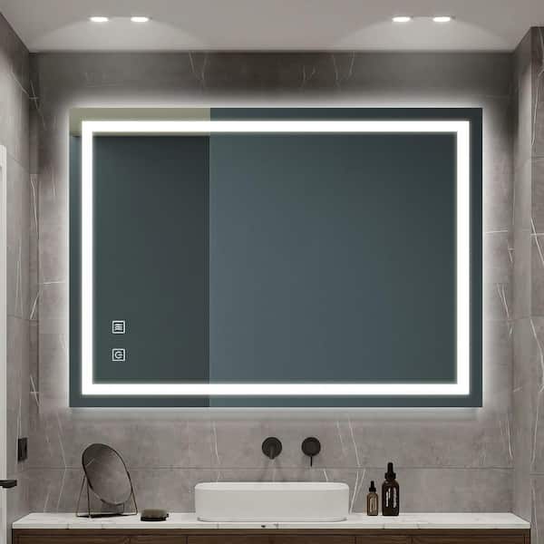32 in. W x 24 in. H Rectangular Frameless Wall Mounted Led Classy Bathroom Vanity Mirror in Silver W/ Focused Backplane