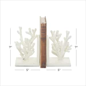 White Metal Coral Bookends (Set of 2)