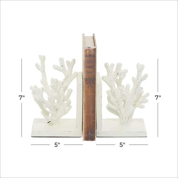 White Metal Coral Bookends (Set of 2)