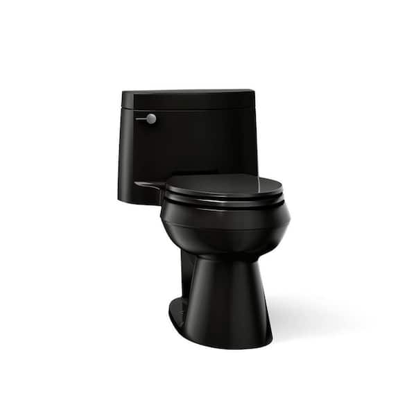 Cimarron 12 in. 1-Piece Single Flush: 1.28 GPF Single Flush Elongated Toilet in Black Black