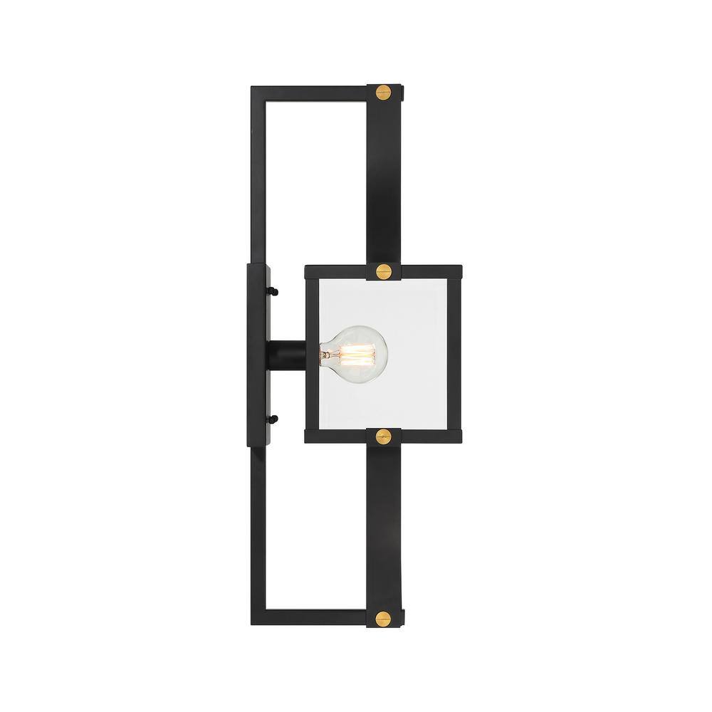 Matte Black and Brass 28" Outdoor Wall Lantern