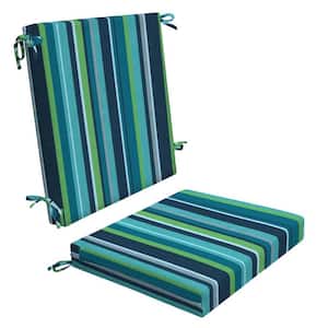 Outdoor Midback Dining Chair Cushion Stripe Poolside