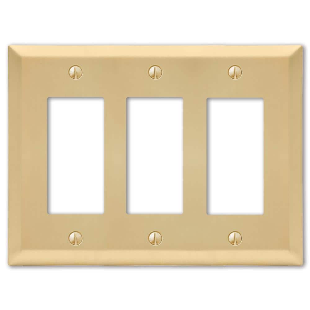Satin Brass 3 Gang Triple Rocker Steel Wall Plate