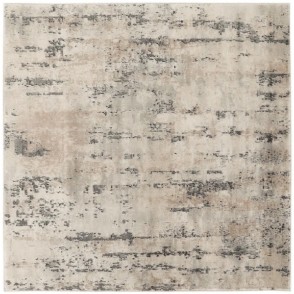 4 ft. x 4 ft. Gray Abstract Washable Area Rug