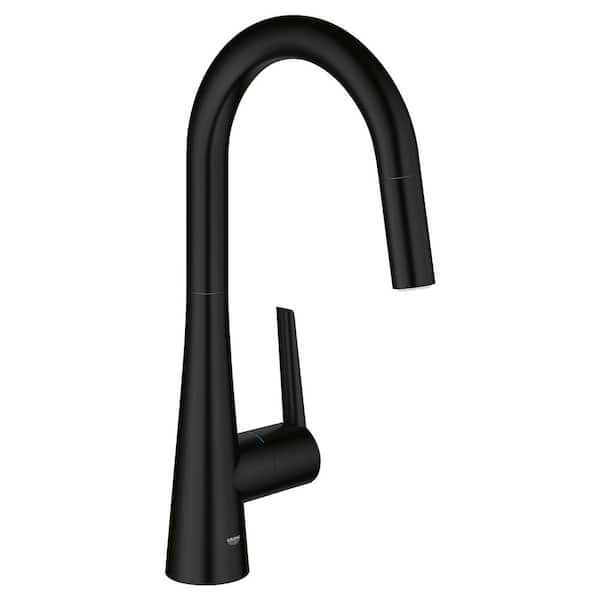GROHE Zedra Single-Handle Pull-Out Sprayer Kitchen Faucet with Dual Spray in Matte Black
