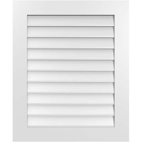 Ekena Millwork 28 in. x 34 in. Vertical Surface Mount PVC Gable Vent: Decorative with Standard Frame