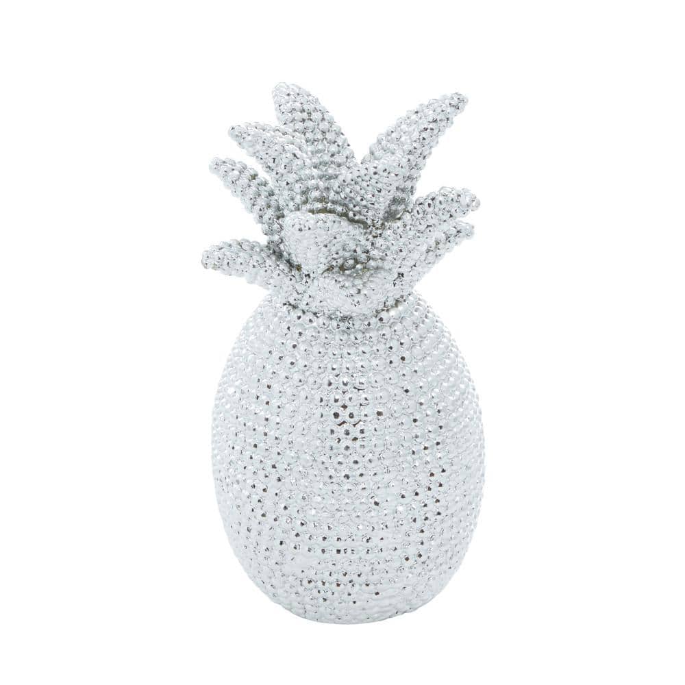 Silver Pineapple Elegance Polystone Sculpture 16"x11"