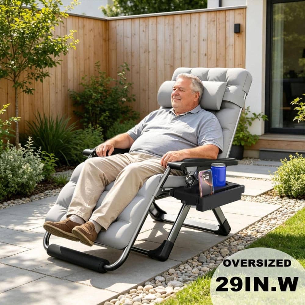 SEEUTEK Oversized 29 in. Metal Zero Gravity Chair Lounge Chair