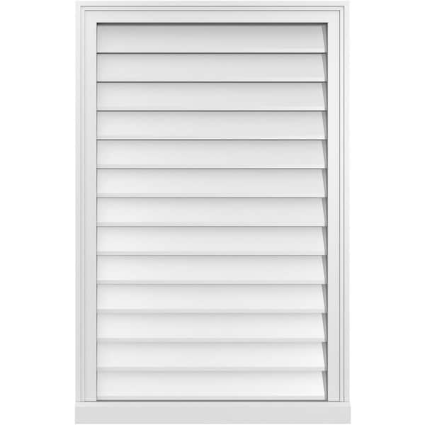 Ekena Millwork 26 in. x 40 in. Vertical Surface Mount PVC Gable Vent: Decorative with Brickmould Sill Frame