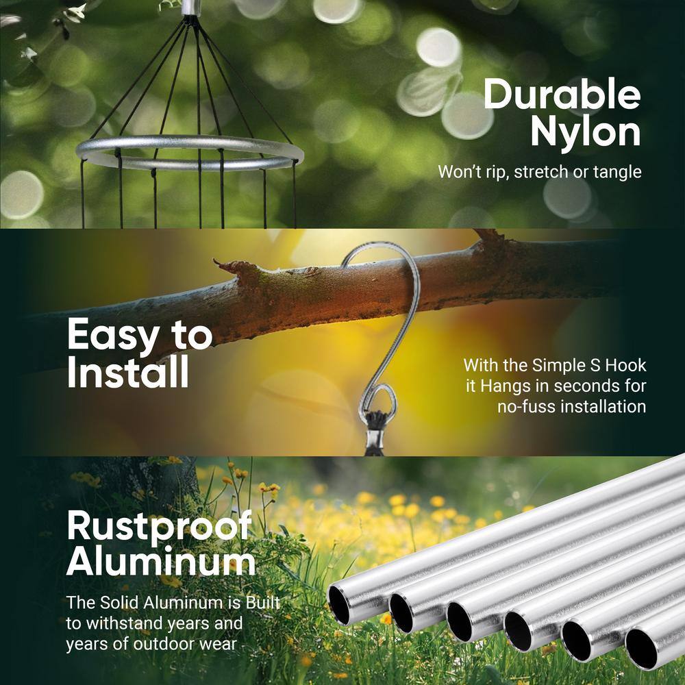 Nature's Melody 28" Silver Aluminum Outdoor Wind Chimes