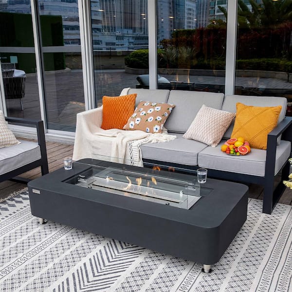 Elementi Sydney 61.9 in. Concrete Ethanol Fire Pit Table in Slate Black