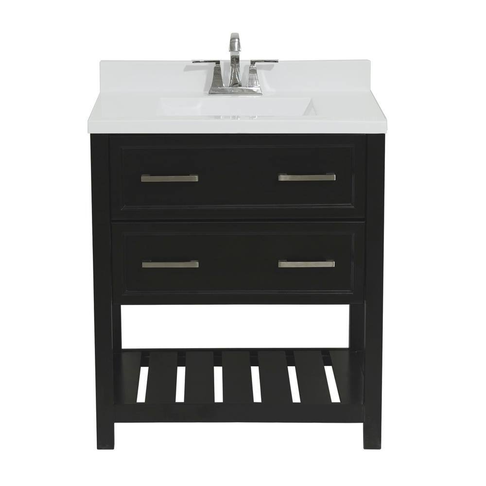 Amluxx Milan 31 in. Bath Vanity in Espresso with Cultured Marble Vanity ...