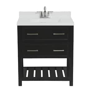 Milan 31 in. Bath Vanity in Espresso with Cultured Marble Vanity Top w/ Backsplash in White with White Basin