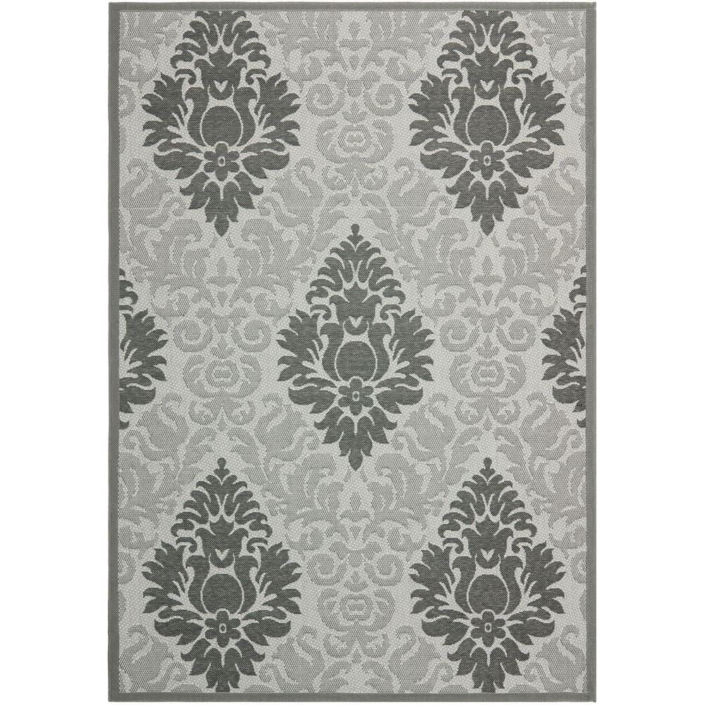 Light Grey and Anthracite Synthetic Rectangular Area Rug