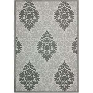 Courtyard Light Gray/Anthracite 5 ft. x 8 ft. Border Indoor/Outdoor Patio  Area Rug