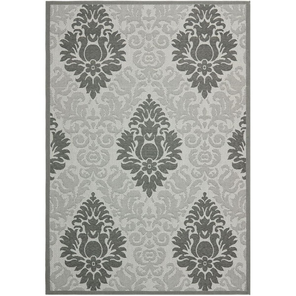 SAFAVIEH Courtyard Light Gray/Anthracite 5 ft. x 8 ft. Border Indoor/Outdoor Patio  Area Rug