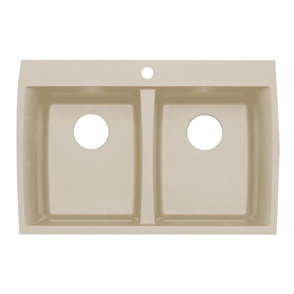 Astracast Dual Mount Granite 33 in. 1-Hole Double Bowl Kitchen Sink in Sahara Beige