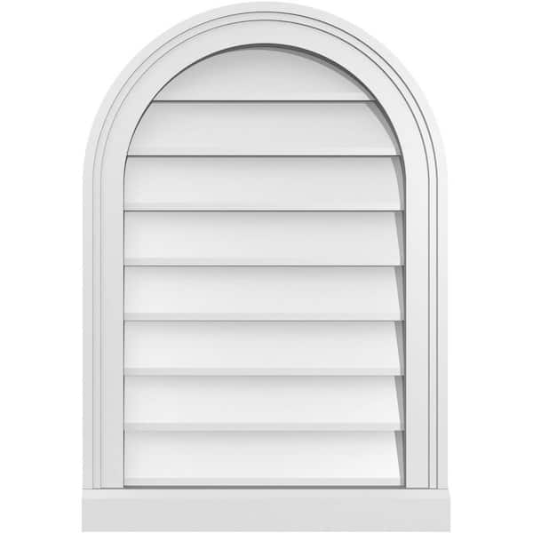 Ekena Millwork 18 in. x 26 in. Round Top White PVC Paintable Gable Louver Vent Non-Functional