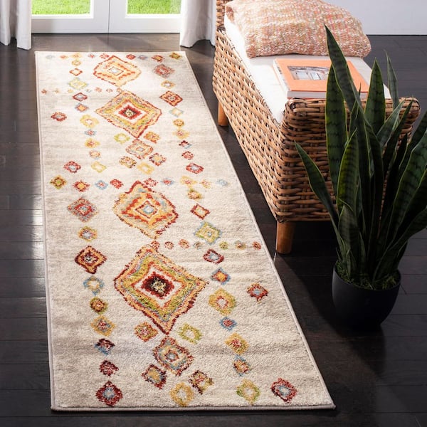 Sagamore 2 ft. x 12 ft. Light Gray/Terracotta Diamond Runner Rug